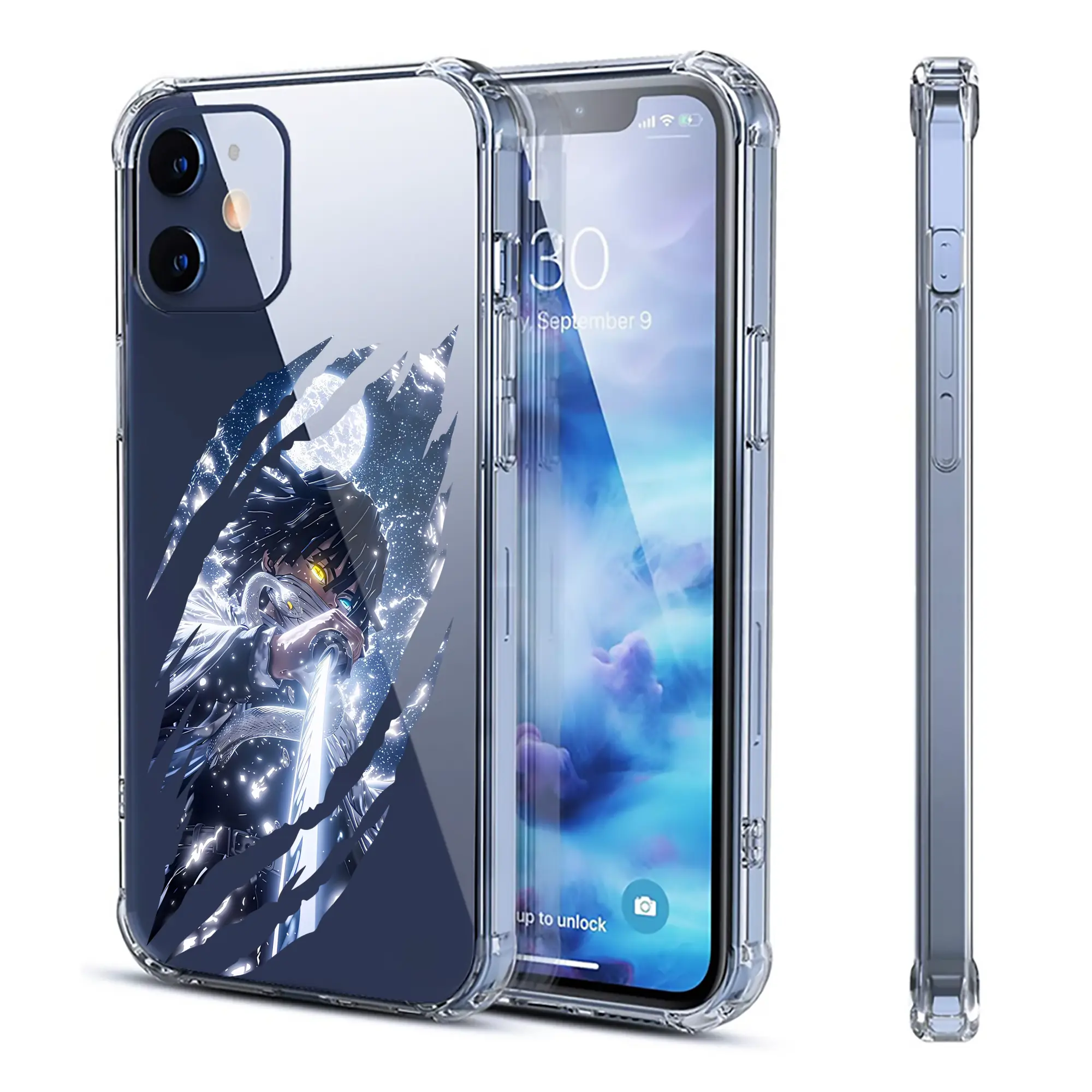 鬼滅の刃 グッズ,伊黒 小芭内 - IPhone 12シリーズ対応 ・ 透明スマホケース ・ クリアソフトケース ・ TPU素材 ・ 耐衝撃 ・ 高密着 ・ 防汚 防指紋 ・ 簡単着脱